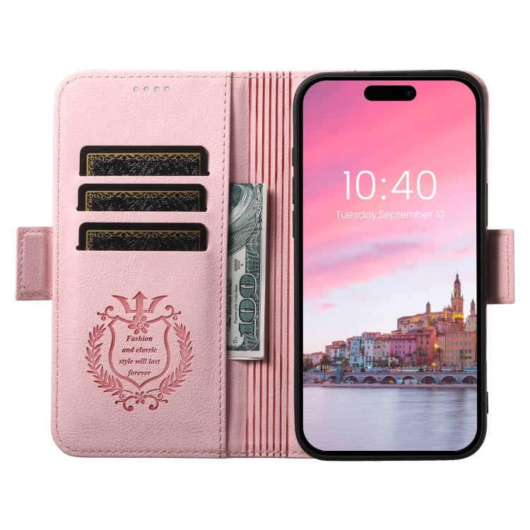 For iPhone 16 Plus SUTENI J07 Multifunctional Horizontal Flip Magsafe Leather Phone Case(Pink) by Suteni