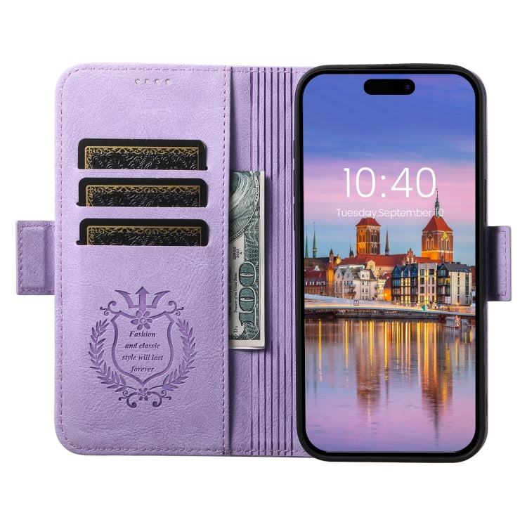 For iPhone 16 Plus SUTENI J07 Multifunctional Horizontal Flip Magsafe Leather Phone Case(Purple) by Suteni