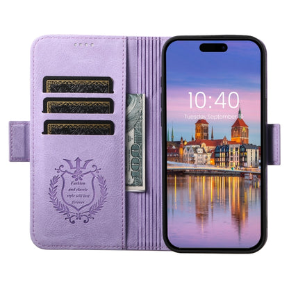 For iPhone 16 Plus SUTENI J07 Multifunctional Horizontal Flip Magsafe Leather Phone Case(Purple) by Suteni