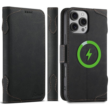 For iPhone 16 Pro Max SUTENI J07 Multifunctional Horizontal Flip Magsafe Leather Phone Case(Black) by Suteni
