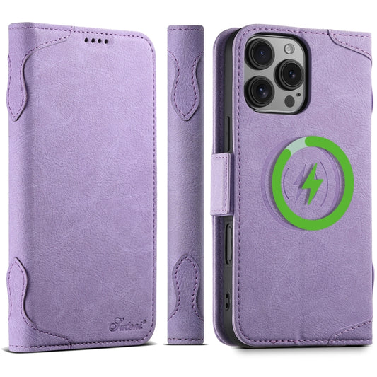 For iPhone 16 Pro Max SUTENI J07 Multifunctional Horizontal Flip Magsafe Leather Phone Case(Purple) by Suteni