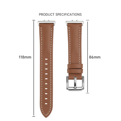 For Samsung Galaxy Watch Fit 3 Leather Sewing Thread Pin Buckle Watch Band(Beige) by bashfashion