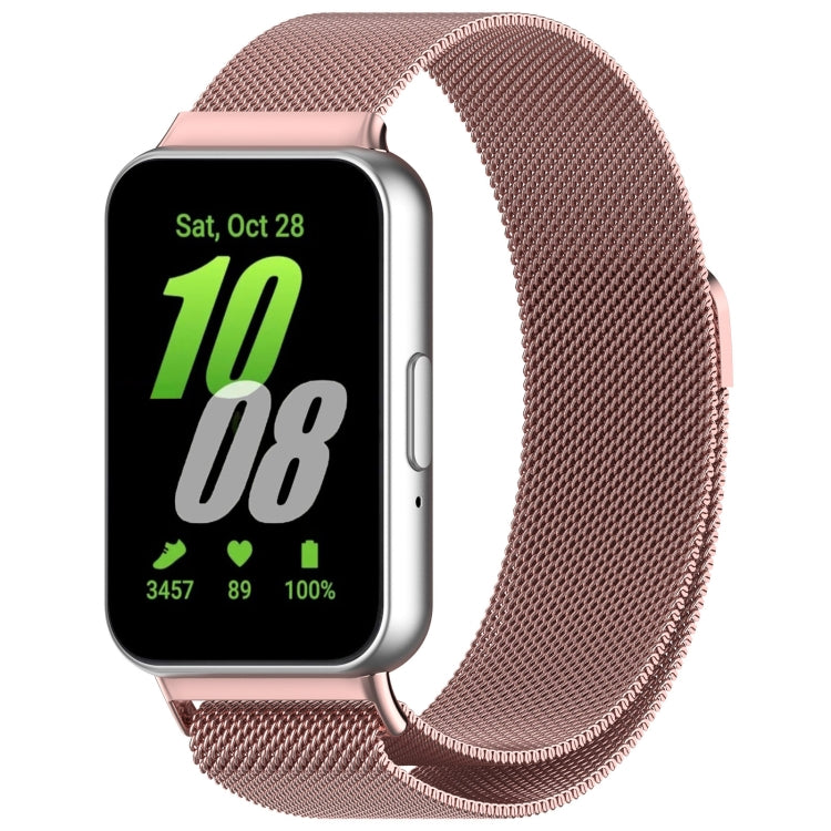 For Samsung Galaxy Fit 3 Milanese Metal Steel Mesh Watch Band(Pink) by bashfashion