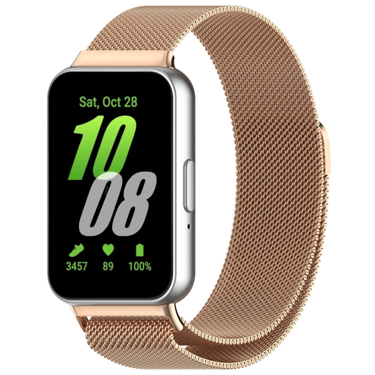 For Samsung Galaxy Fit 3 Milanese Metal Steel Mesh Watch Band(Rose Gold) by bashfashion