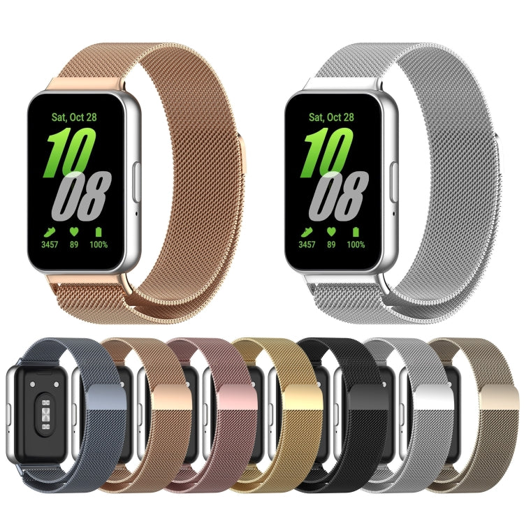 For Samsung Galaxy Fit 3 Milanese Metal Steel Mesh Watch Band(Black) by bashfashion