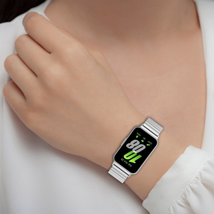 For Samsung Galaxy Fit 3 SM-R390 One Bead Stainless Steel Metal Watch Band(Silver) by bashfashion