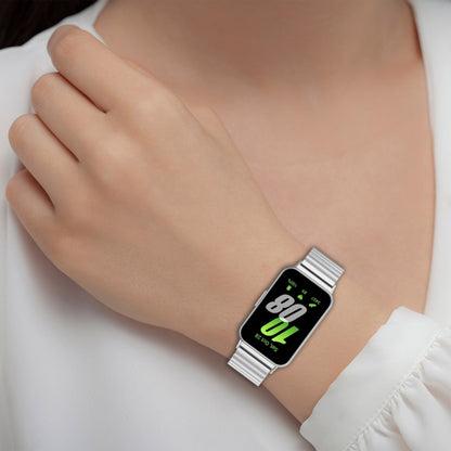 For Samsung Galaxy Fit 3 SM-R390 One Bead Stainless Steel Metal Watch Band(Silver) by bashfashion