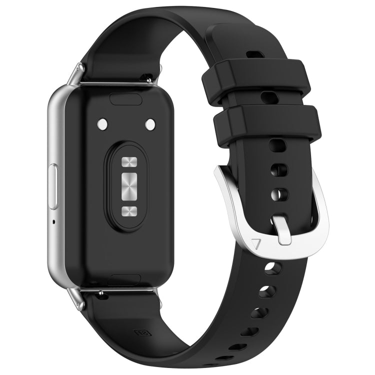 For Samsung Galaxy Fit 3 SM-R390 Metal Connector Liquid Glossy Silicone Watch Band(Black) by bashfashion