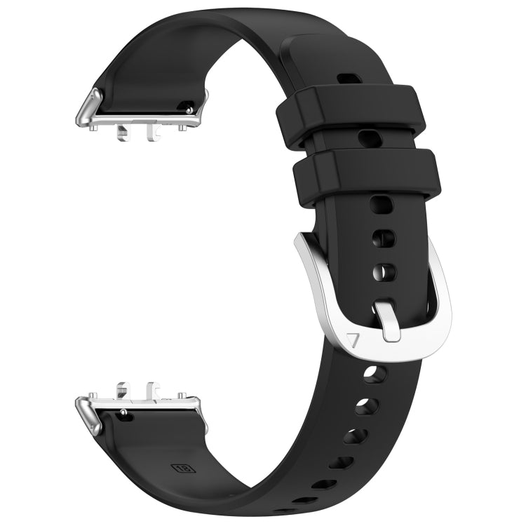 For Samsung Galaxy Fit 3 SM-R390 Metal Connector Liquid Glossy Silicone Watch Band(Black) by bashfashion