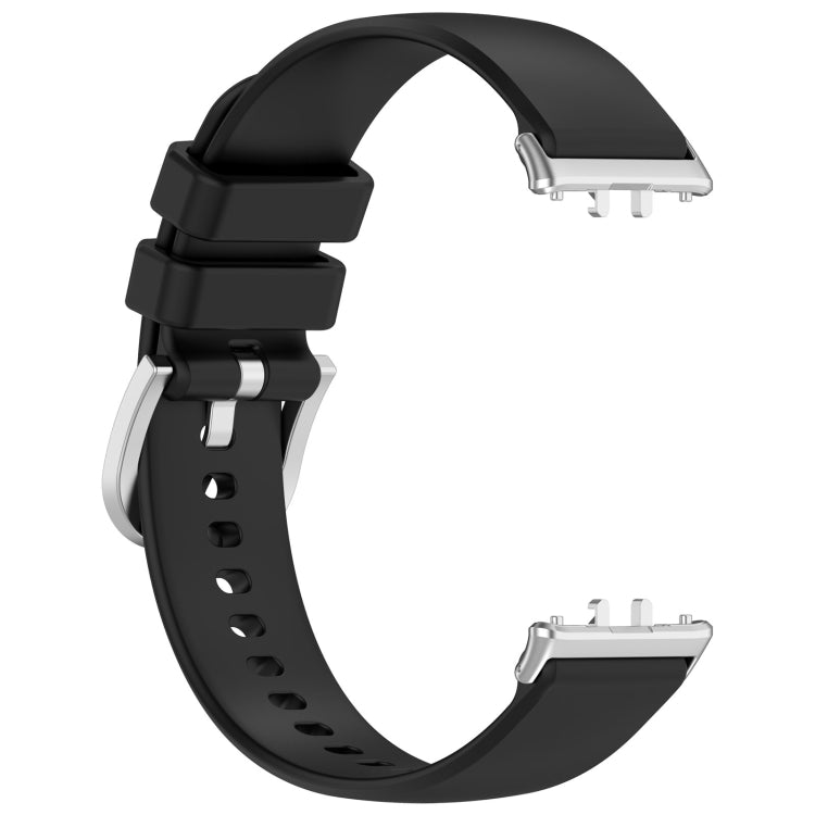For Samsung Galaxy Fit 3 SM-R390 Metal Connector Liquid Glossy Silicone Watch Band(Black) by bashfashion