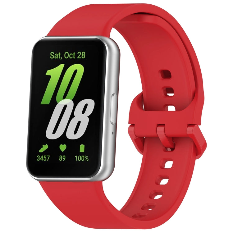 For Samsung Galaxy Fit 3 Solid Color Colorful Buckle Silicone Watch Band(Red) by bashfashion