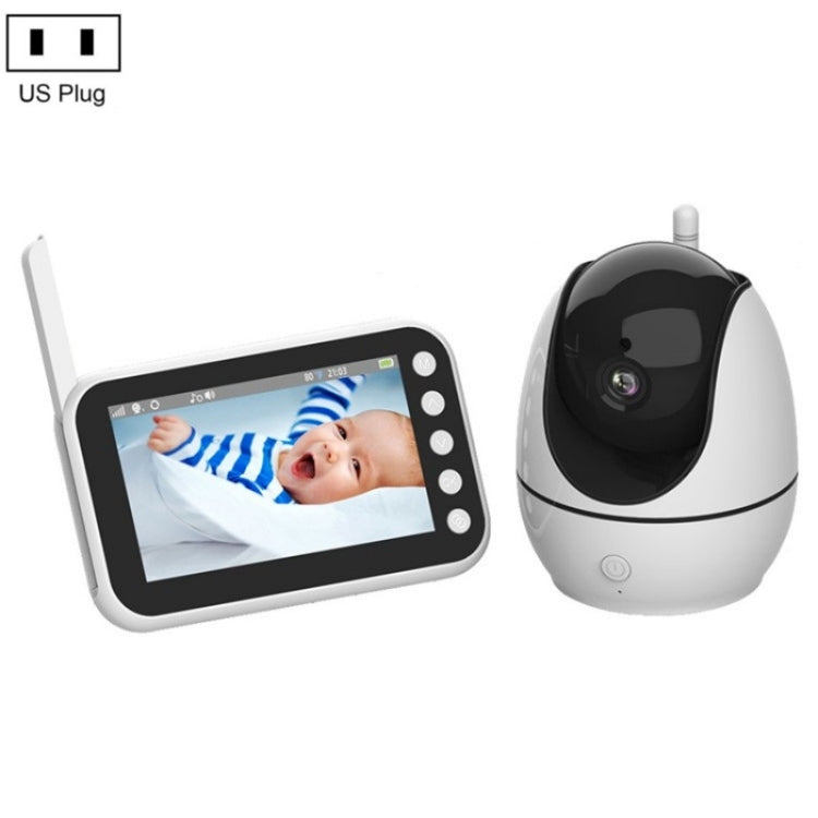 ABM200 Support Two-Way Voice Temperature Display 4.5-inch Video Baby Monitor Music Player(US Plug) by bashfashion