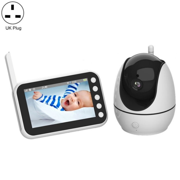 ABM200 Support Two-Way Voice Temperature Display 4.5-inch Video Baby Monitor Music Player(UK Plug) by bashfashion
