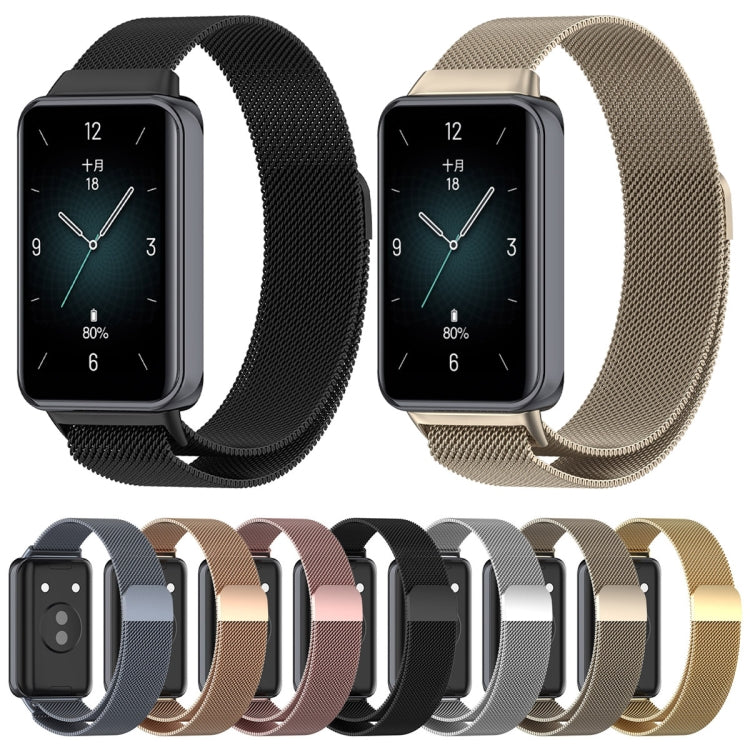 For Honor Band 9 Milan Magnetic Steel Mesh Watch Band(Rose Gold) by bashfashion