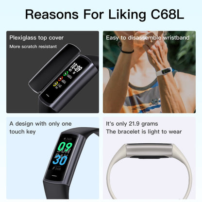 C68L IP67 Waterproof Smart Bracelet Sport Fitness Tracker(White) by bashfashion