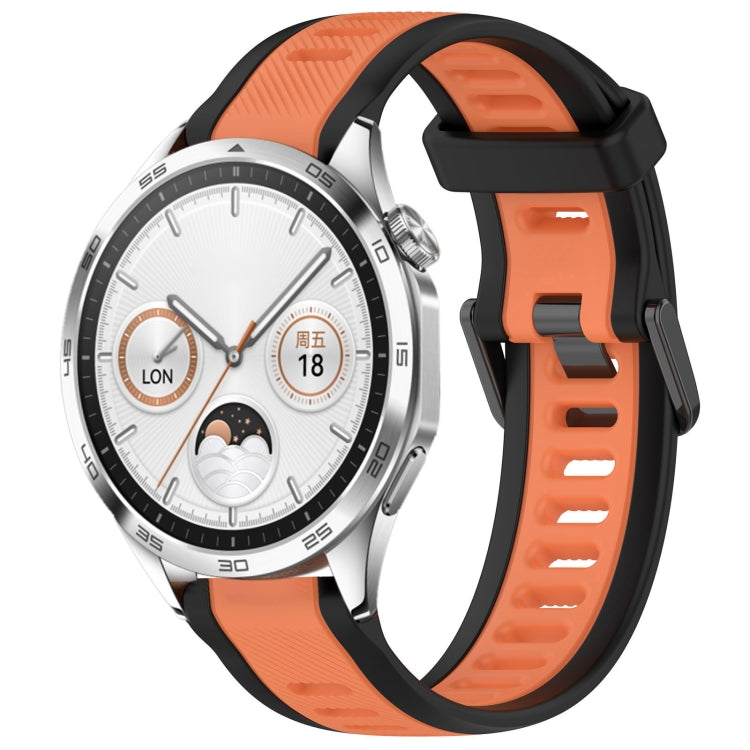 For Huawei Watch GT4 46mm 22mm Two Color Textured Silicone Watch Band(Orange+Black) by bashfashion