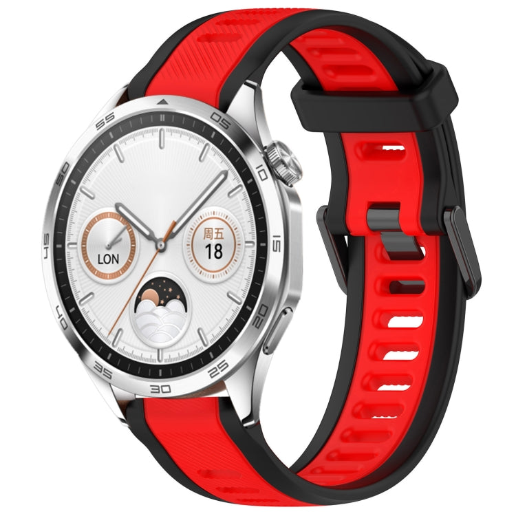 For Huawei Watch GT4 46mm 22mm Two Color Textured Silicone Watch Band(Red+Black) by bashfashion