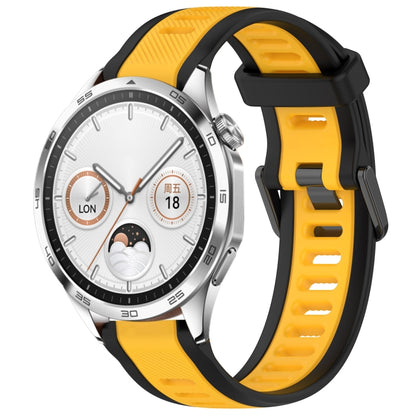 For Huawei Watch GT4 46mm 22mm Two Color Textured Silicone Watch Band(Yellow+Black) by bashfashion