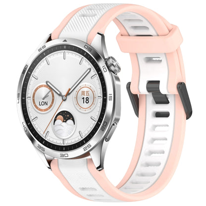 For Huawei Watch GT4 46mm 22mm Two Color Textured Silicone Watch Band(White+Pink) by bashfashion