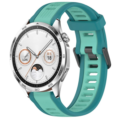 For Huawei Watch GT4 46mm 22mm Two Color Textured Silicone Watch Band(Teal) by bashfashion