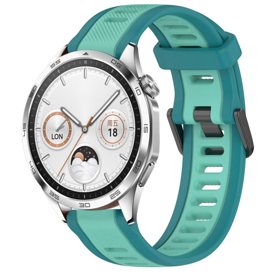 For Huawei Watch GT4 46mm 22mm Two Color Textured Silicone Watch Band(Teal) by bashfashion