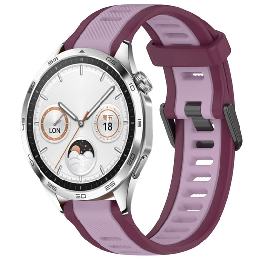 For Huawei Watch GT4 46mm 22mm Two Color Textured Silicone Watch Band(Purple) by bashfashion