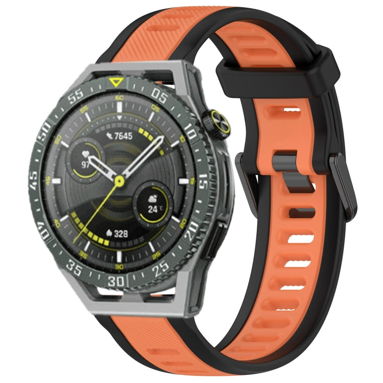 For Huawei Watch GT3 SE 22mm Two Color Textured Silicone Watch Band(Orange+Black) by bashfashion