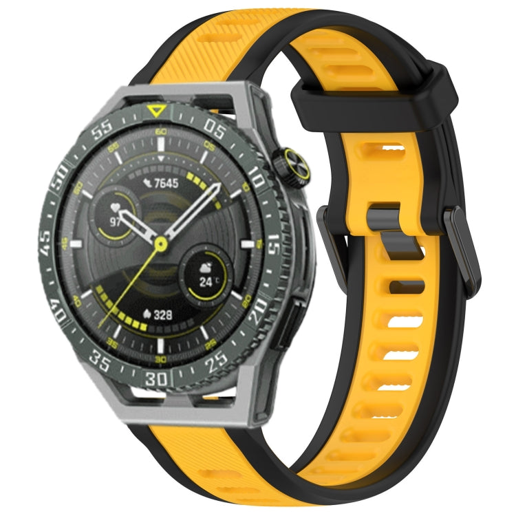For Huawei Watch GT3 SE 22mm Two Color Textured Silicone Watch Band(Yellow+Black) by bashfashion