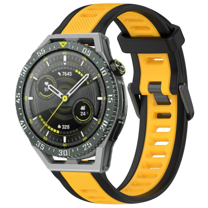 For Huawei Watch GT3 SE 22mm Two Color Textured Silicone Watch Band(Yellow+Black) by bashfashion