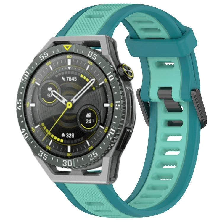 For Huawei Watch GT3 SE 22mm Two Color Textured Silicone Watch Band(Teal) by bashfashion