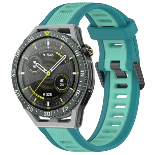 For Huawei Watch GT3 SE 22mm Two Color Textured Silicone Watch Band(Teal) by bashfashion