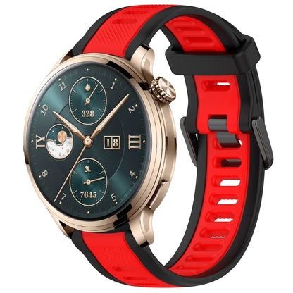 For Honor Watch 4 Pro 22mm Two Color Textured Silicone Watch Band(Red+Black) by bashfashion