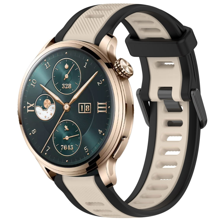 For Honor Watch 4 Pro 22mm Two Color Textured Silicone Watch Band(Starlight + Black) by bashfashion