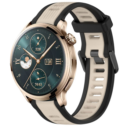 For Honor Watch 4 Pro 22mm Two Color Textured Silicone Watch Band(Starlight + Black) by bashfashion