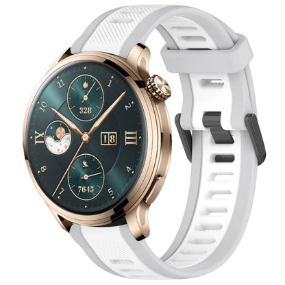 For Honor Watch 4 Pro 22mm Two Color Textured Silicone Watch Band(White+Grey) by bashfashion