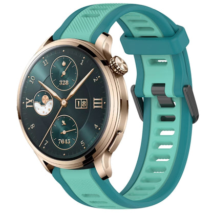 For Honor Watch 4 Pro 22mm Two Color Textured Silicone Watch Band(Teal) by bashfashion
