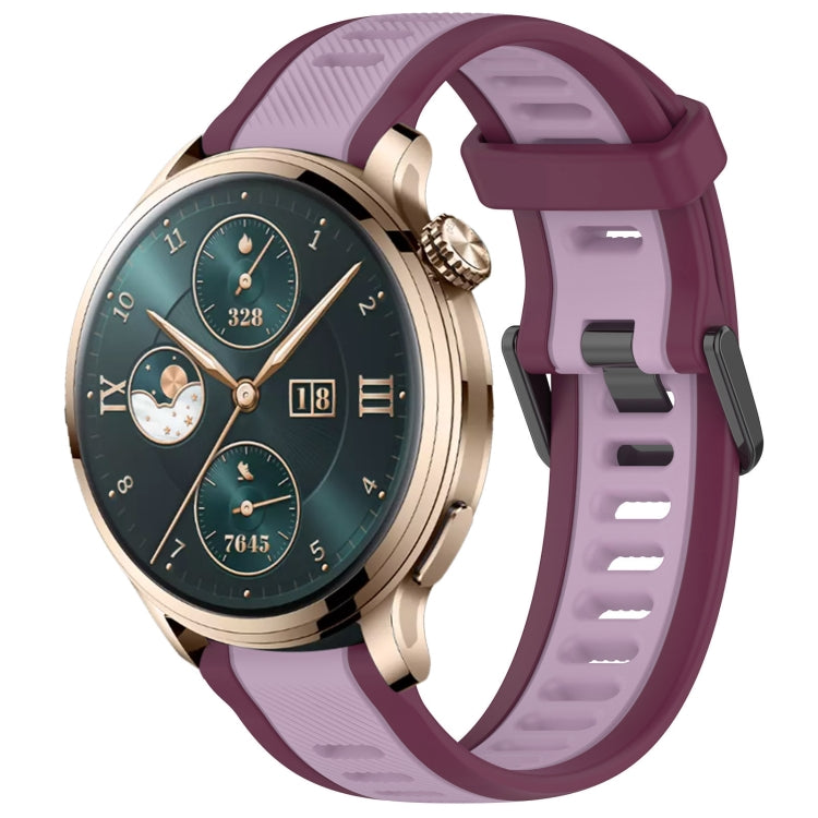 For Honor Watch 4 Pro 22mm Two Color Textured Silicone Watch Band(Purple) by bashfashion