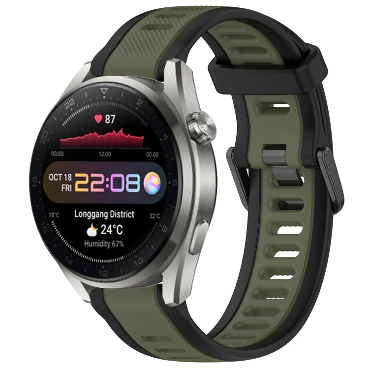 For Huawei Watch 3 Pro New 22mm Two Color Textured Silicone Watch Band(Green+Black) by bashfashion