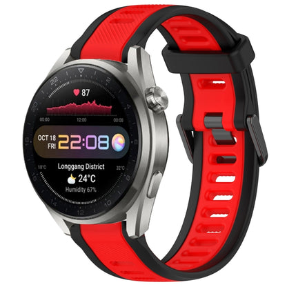 For Huawei Watch 3 Pro New 22mm Two Color Textured Silicone Watch Band(Red+Black) by bashfashion