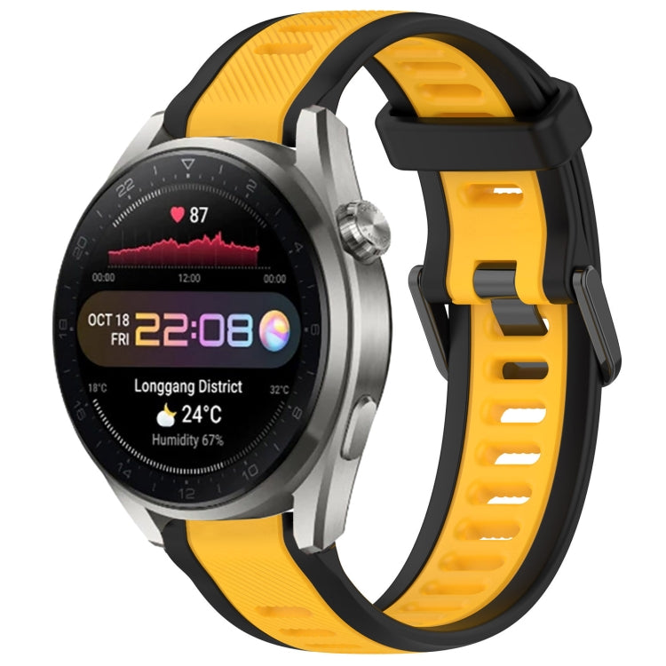 For Huawei Watch 3 Pro New 22mm Two Color Textured Silicone Watch Band(Yellow+Black) by bashfashion