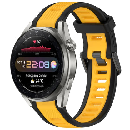 For Huawei Watch 3 Pro New 22mm Two Color Textured Silicone Watch Band(Yellow+Black) by bashfashion