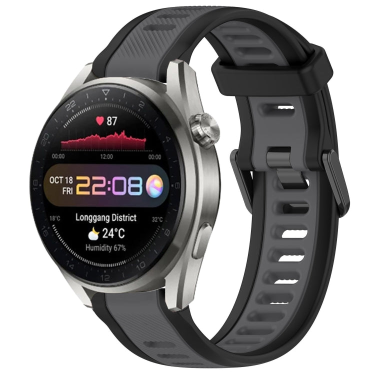 For Huawei Watch 3 Pro New 22mm Two Color Textured Silicone Watch Band(Grey+Black) by bashfashion
