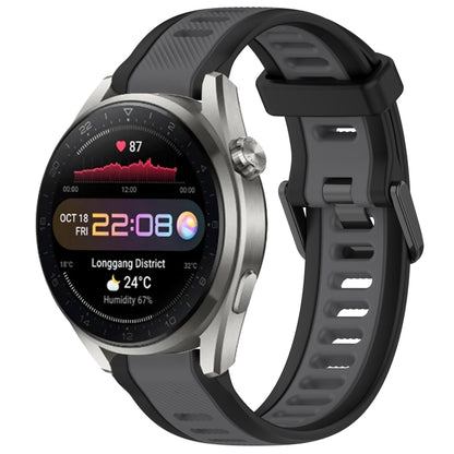 For Huawei Watch 3 Pro New 22mm Two Color Textured Silicone Watch Band(Grey+Black) by bashfashion