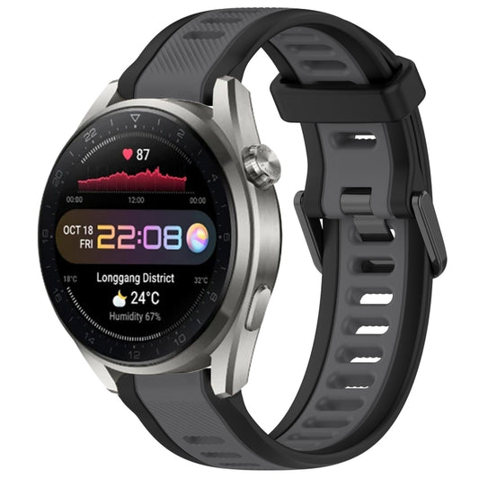 For Huawei Watch 3 Pro New 22mm Two Color Textured Silicone Watch Band(Grey+Black) by bashfashion