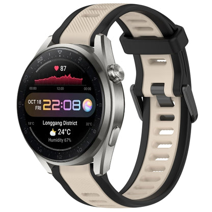 For Huawei Watch 3 Pro New 22mm Two Color Textured Silicone Watch Band(Starlight + Black) by bashfashion