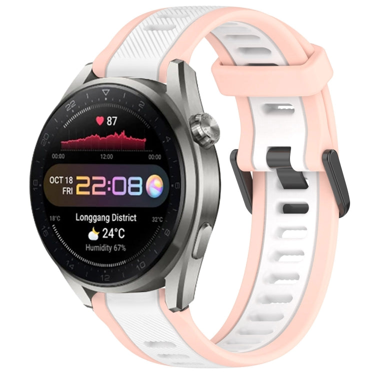 For Huawei Watch 3 Pro New 22mm Two Color Textured Silicone Watch Band(White+Pink) by bashfashion