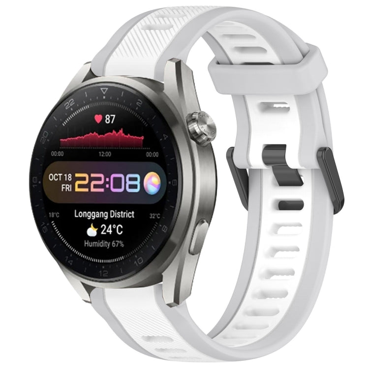 For Huawei Watch 3 Pro New 22mm Two Color Textured Silicone Watch Band(White+Grey) by bashfashion
