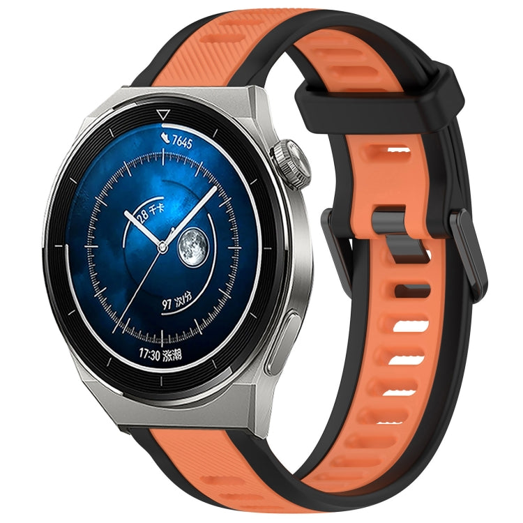 For Huawei Watch GT3 Pro 46mm 22mm Two Color Textured Silicone Watch Band(Orange+Black) by bashfashion