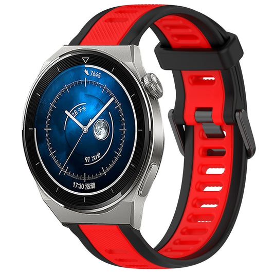 For Huawei Watch GT3 Pro 46mm 22mm Two Color Textured Silicone Watch Band(Red+Black) by bashfashion