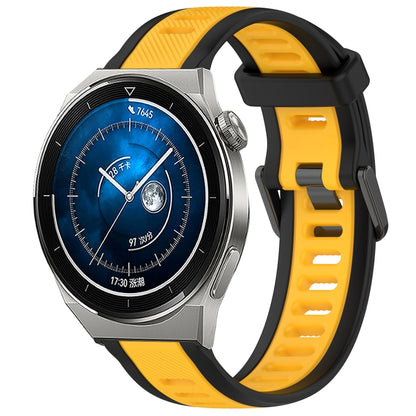 For Huawei Watch GT3 Pro 46mm 22mm Two Color Textured Silicone Watch Band(Yellow+Black) by bashfashion